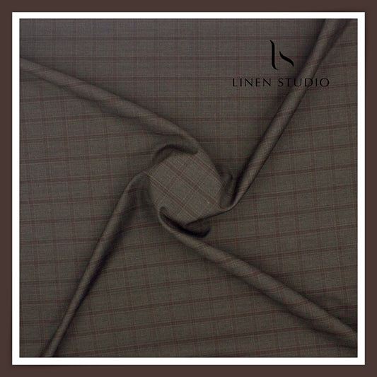 Super 120's Blended Merino Wool Suiting by Georgia Gullini Italy - Grey Checks (NEW)