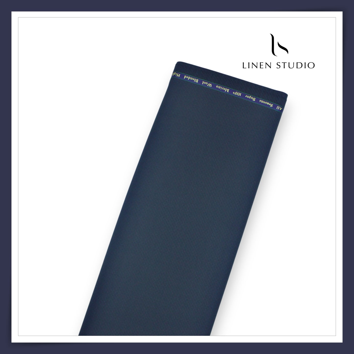 100's Poly Wool Suiting by Georgia Gullini Italy - Dark Textured Blue (Last few mtrs) (NEW)