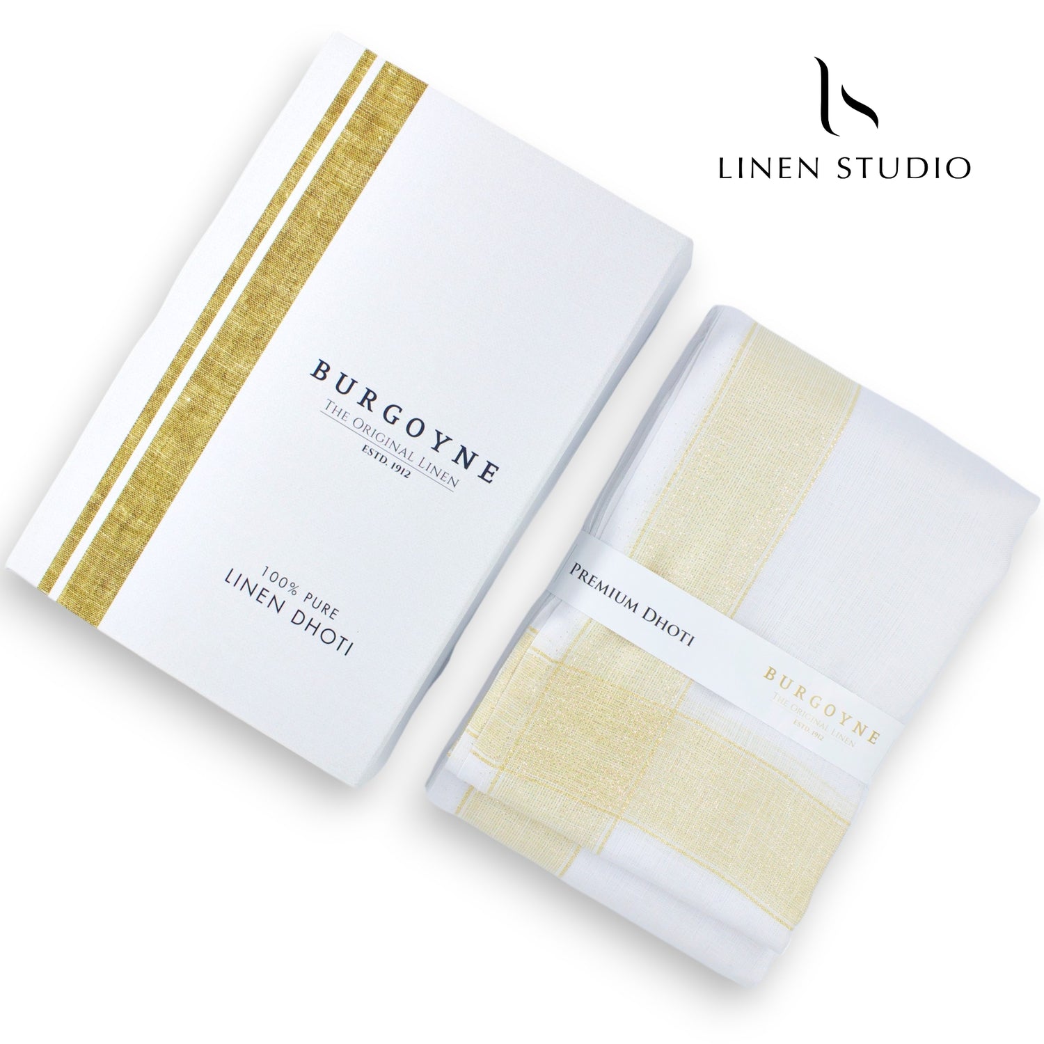 Gold Zari - Pure Linen Dhoti by Burgoyne - Linen Studio