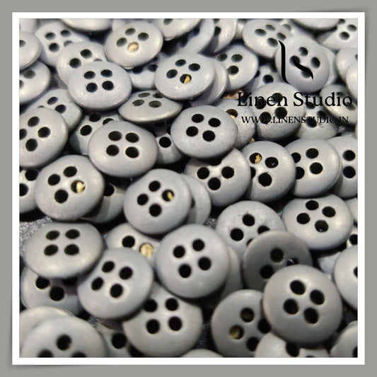 Round Rim 4 Hole Metal Shirt Buttons - Grey 16L 1g