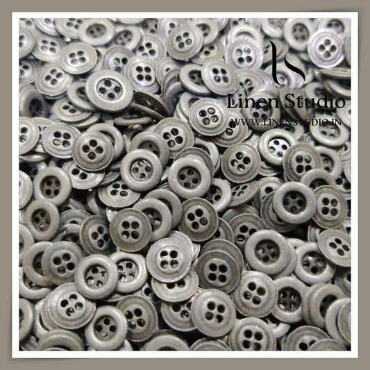 Round Rim 4 Hole Metal Shirt Buttons - GunMetal 16L 12g LF