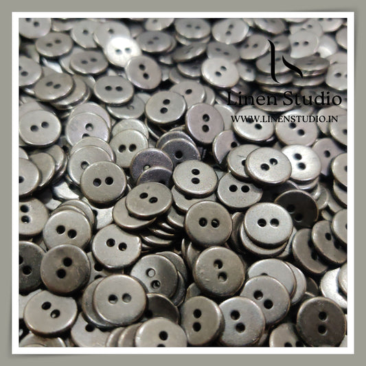 Round Rim 2 Hole Metal Shirt Buttons - GunMetal 16L 27g LF