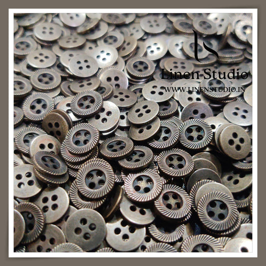 Round Rim 4 Hole Metal Shirt Buttons - GunMetal 18L 14g LF