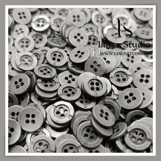 Round Rim 4 Hole Metal Shirt Buttons - GunMetal 18L 20g LF