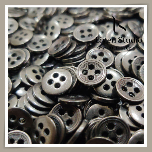 Round Rim 4 Hole Metal Shirt Buttons - GunMetal 18L 20g LF(1)