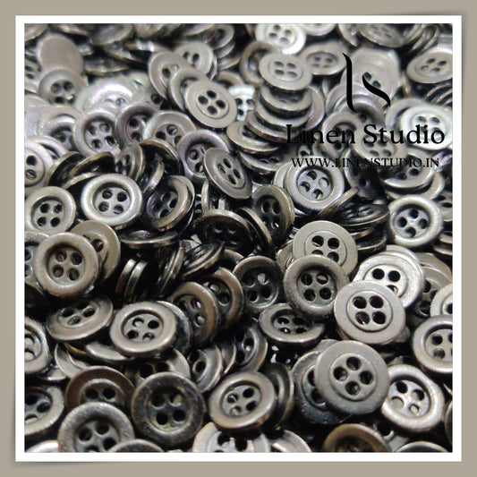 Round Rim 4 Hole Metal Shirt Buttons - GunMetal 18L 20g LF(2)