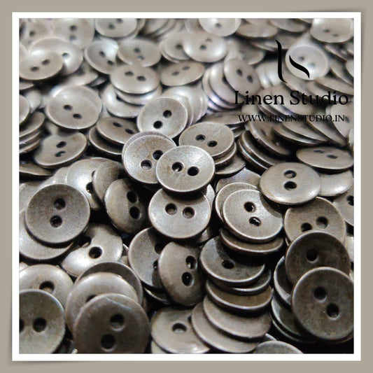 Round Rim 2 Hole Metal Shirt Buttons - GunMetal 18L 40g LF