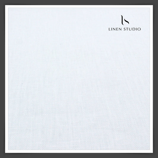 Premium Linen Suiting 40 Lea - White with Herringbone Design (zoom in)