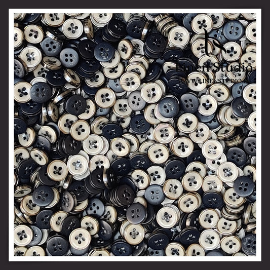 Round Rim 4 Hole Ringed Shirt Buttons - I023-16L(7)
