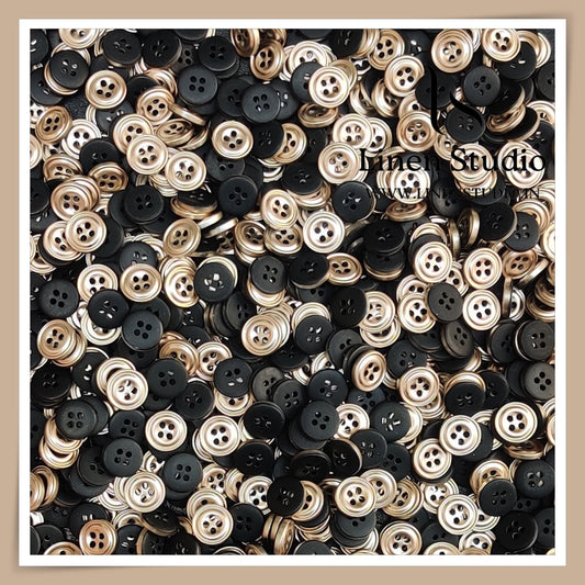 Round Rim 4 Hole Ringed Shirt Buttons - I023-18L(13)