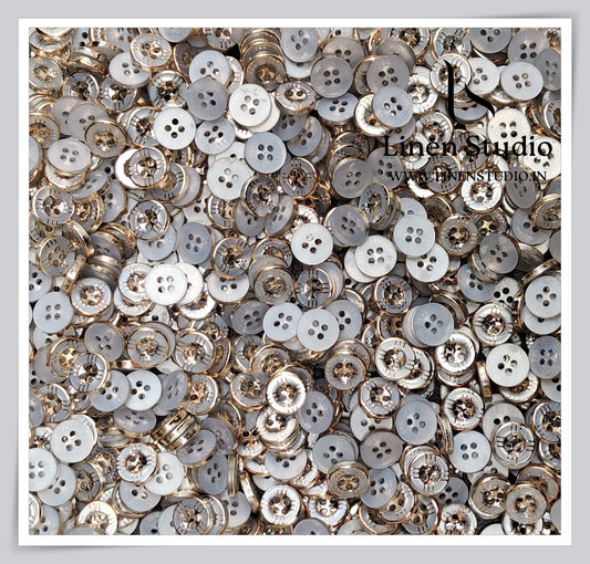 Round Rim 4 Hole Ringed Shirt Buttons - I023-18L(8)