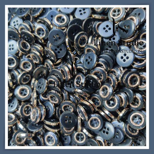 Round Rim 4 Hole Ringed Shirt Buttons - I023 18L