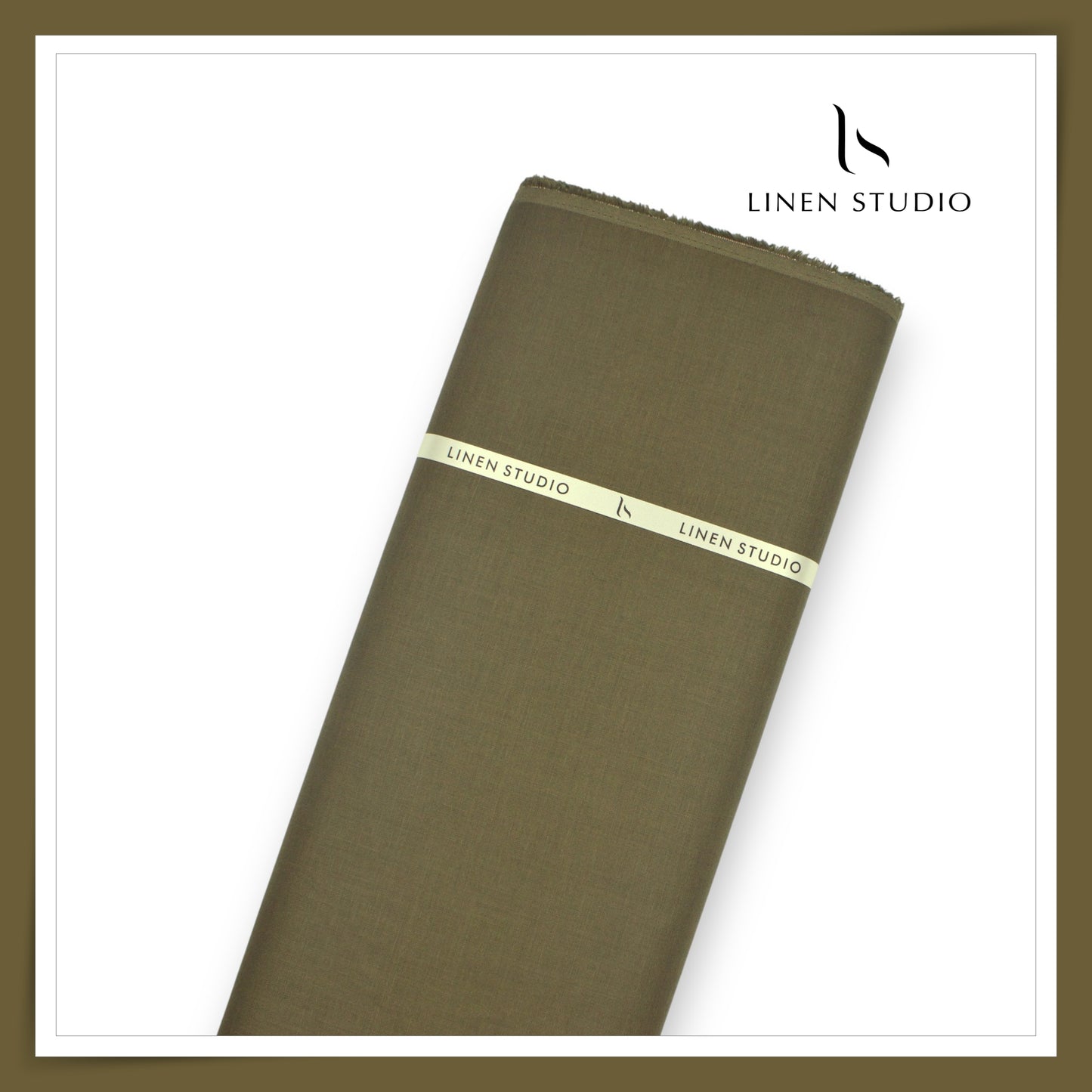 Linen Studio 60 Lea Pure Linen Shirting - Greenish Brown (50% SALE) (NEW)