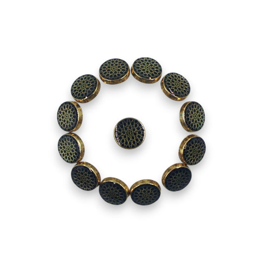 Textured Dark Blue Enamel Designer Metal Buttons - 3