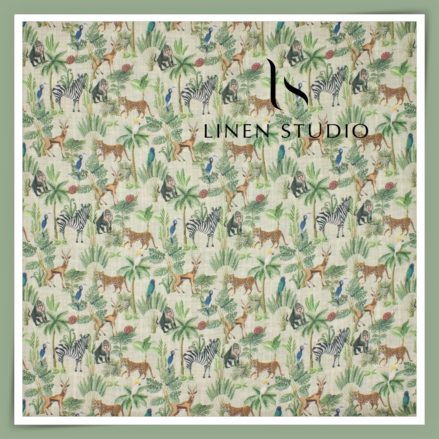 Linen Club 60 Lea Pure Linen Printed Shirting W/O SEL - Jungle Book (30% SALE) (Last Pc)