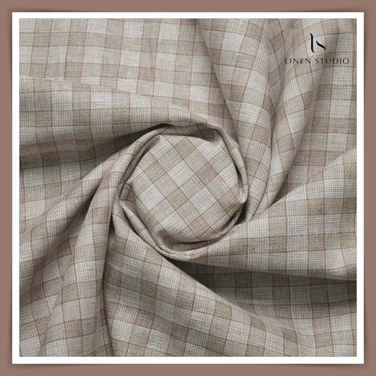 True Linen 60 Lea European Linen Shirting - Textured Checks