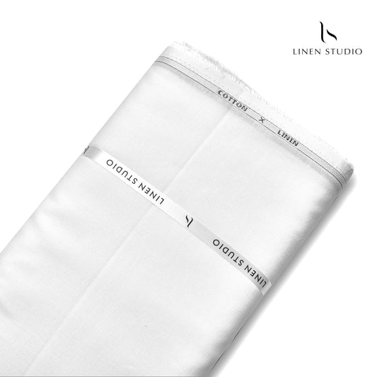 Cotton 60% blended with Linen 40% - Pure White