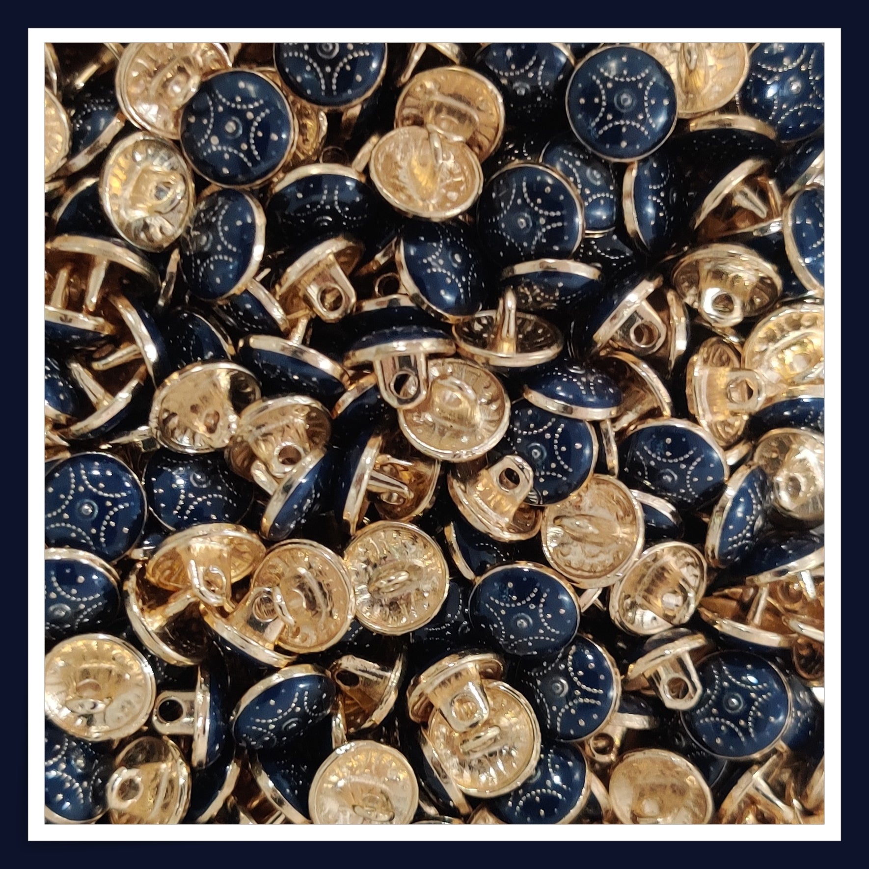 Textured Enamel Designer Metal Buttons - Ludo Blue (NEW) – Linen Studio
