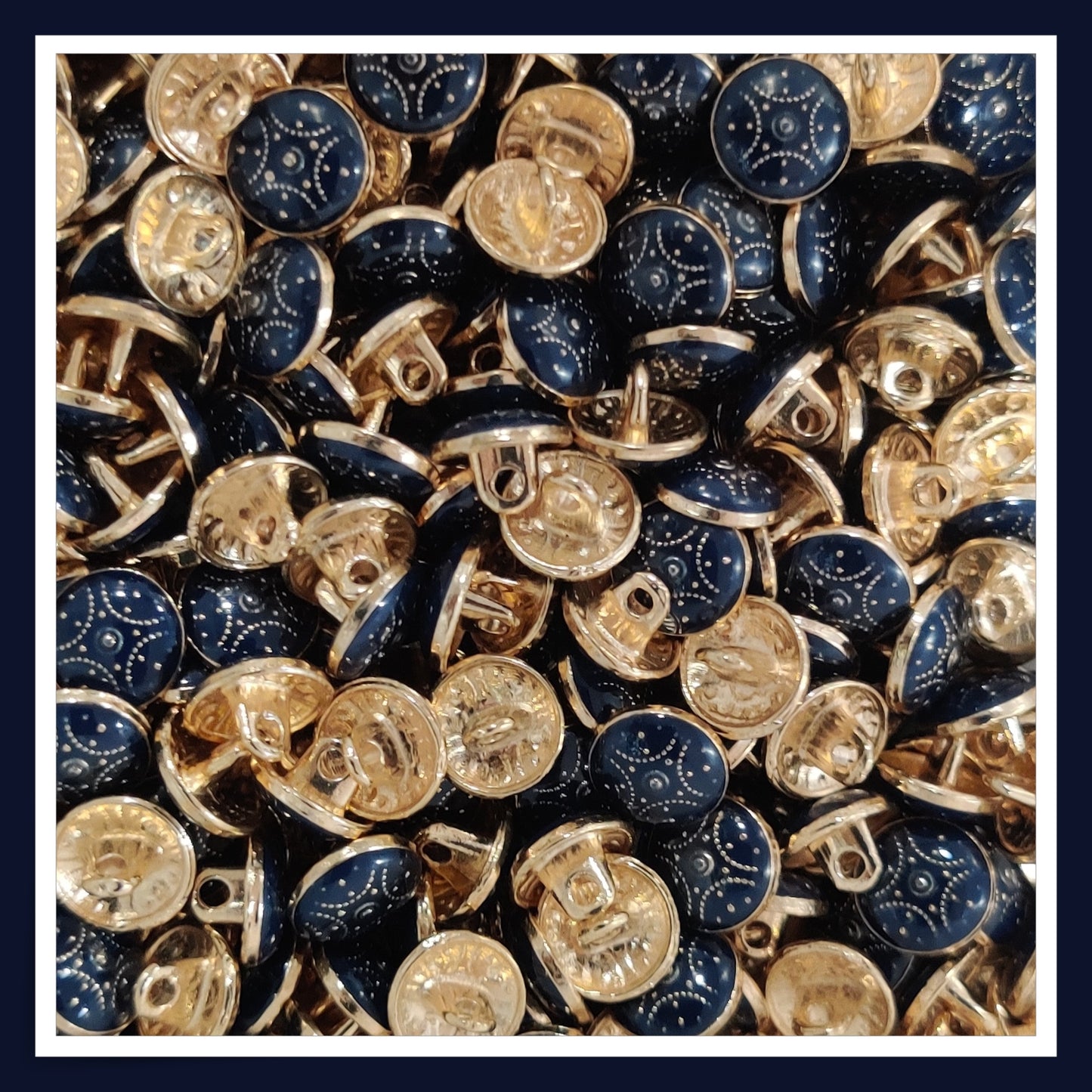 Textured Enamel Designer Metal Buttons - Ludo Blue (NEW)