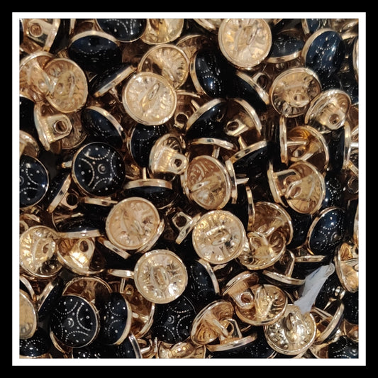 Textured Enamel Designer Metal Buttons - Ludo Black (NEW)
