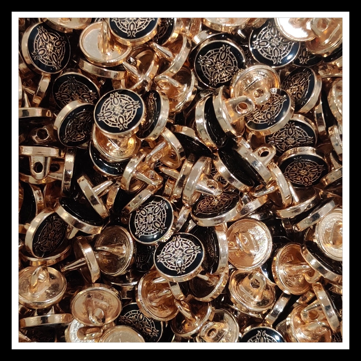 Textured Enamel Designer Metal Buttons - Deep Black (NEW)