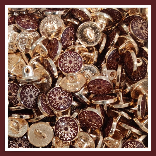Textured Enamel Designer Metal Buttons - Flora Red (NEW)
