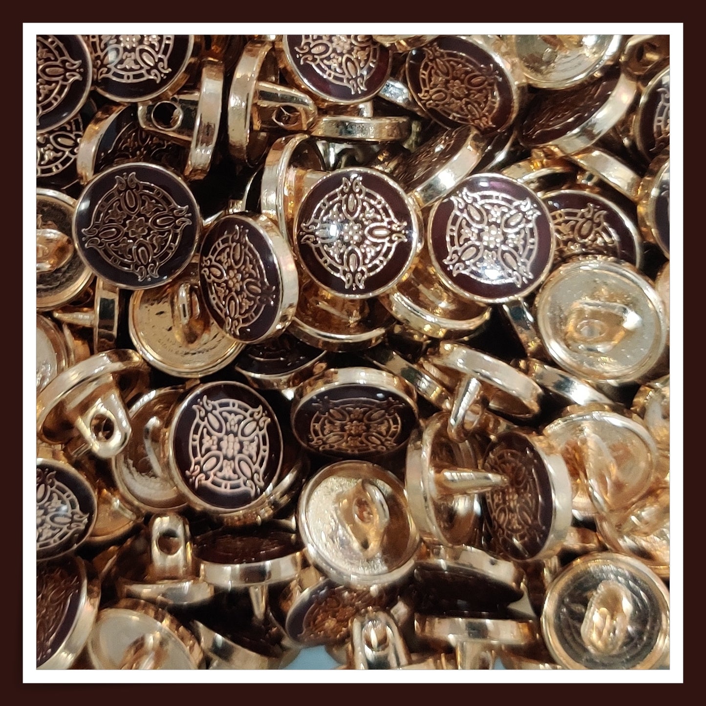 Textured Enamel Designer Metal Buttons - Deep Maroon (NEW)