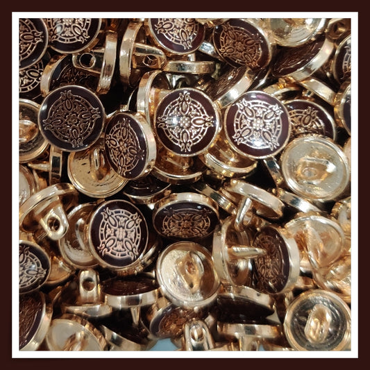 Textured Enamel Designer Metal Buttons - Deep Maroon (NEW)