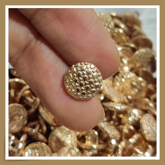 Gold Coloured Designer Metal Buttons - Chess Board (NEW)