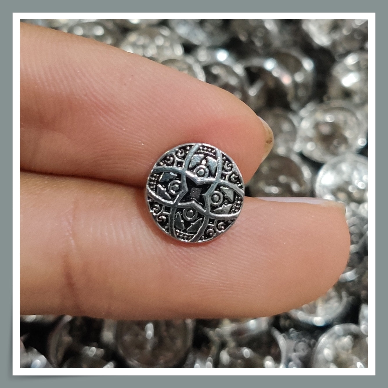 Silver Textured Designer Metal Buttons - Starfish in Black Silver (NEW)