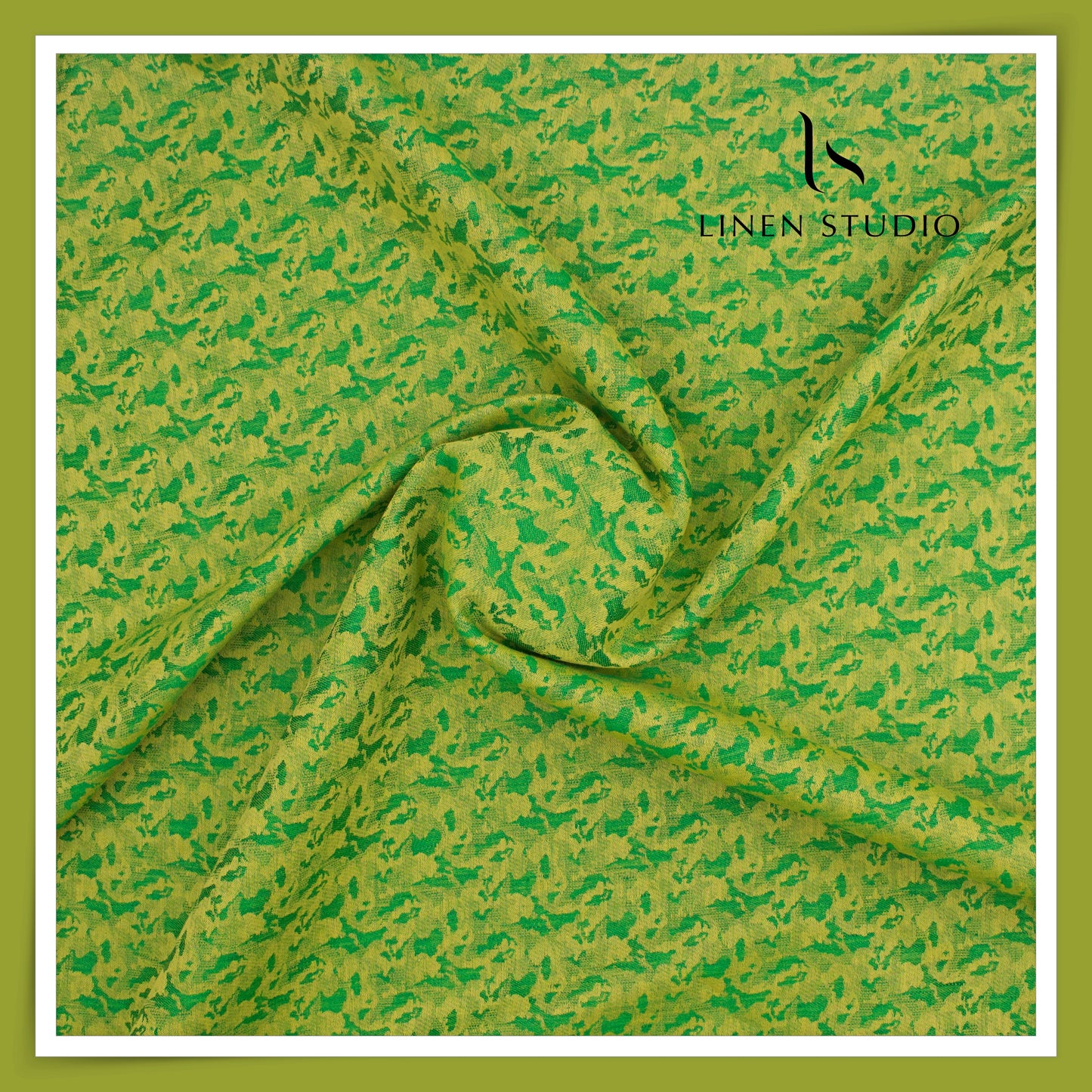 Burgoyne 60 Lea Pure Linen Jacquard Shirting - Chilli Green (65% SALE)