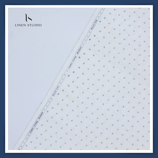 100% Cotton Superfine Printed Shirting - White Leaf (50% SALE)