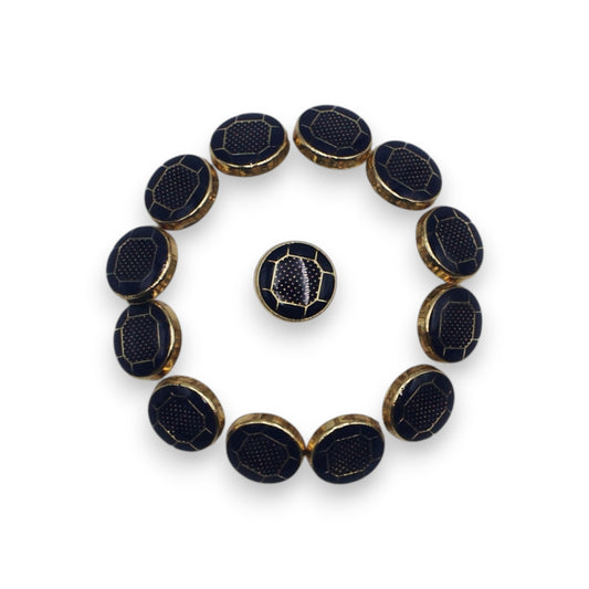 Textured Dark Blue Enamel Designer Metal Buttons - DARK BLUE