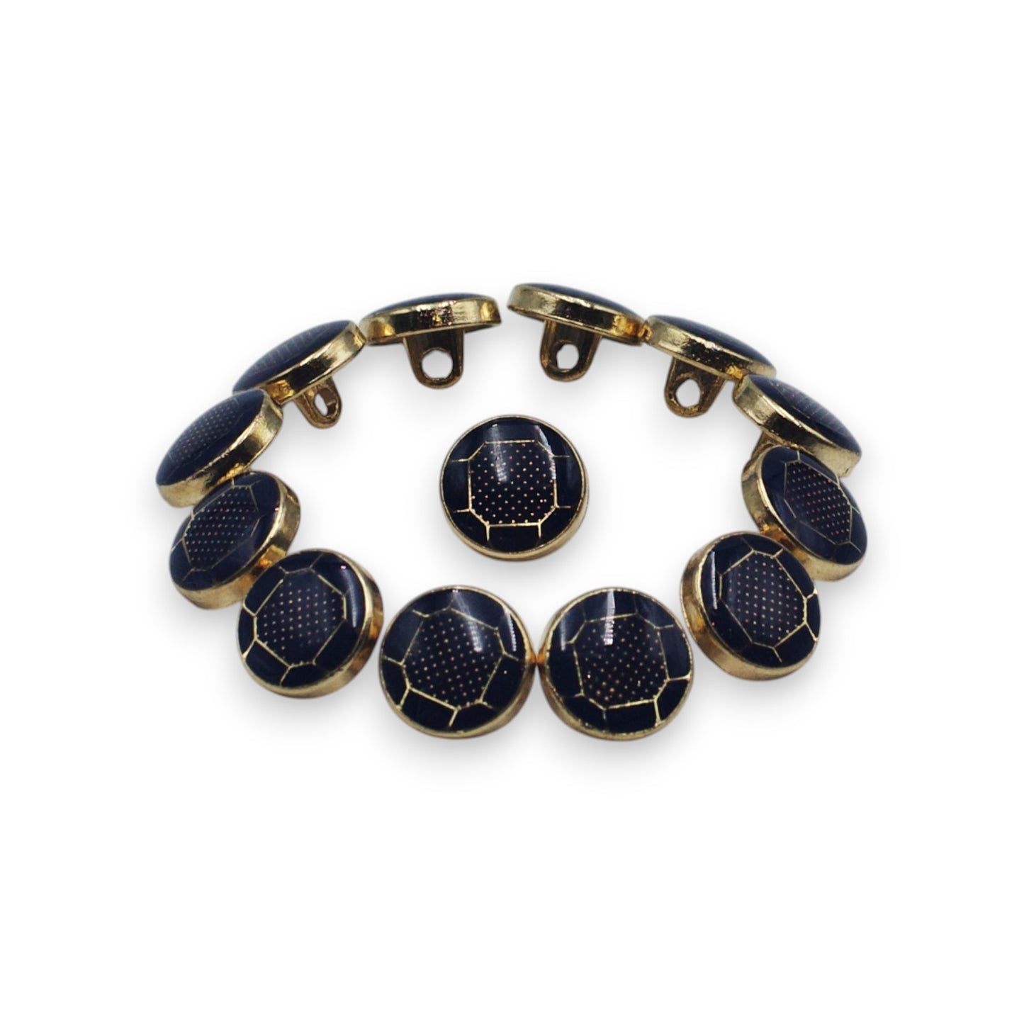 Textured Dark Blue Enamel Designer Metal Buttons - DARK BLUE