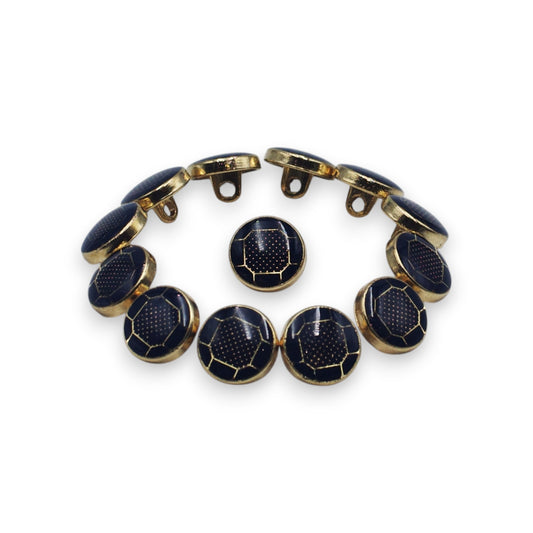 Textured Dark Blue Enamel Designer Metal Buttons - DARK BLUE