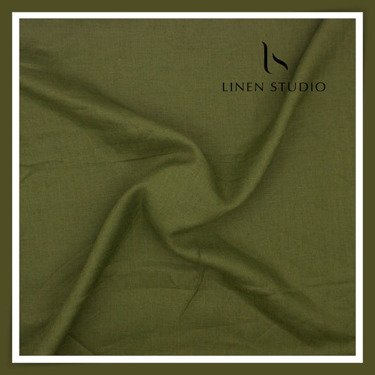 70 Lea Plain Colour Shirting by Linen Club - Army Green (NEW) (Limited Stock)