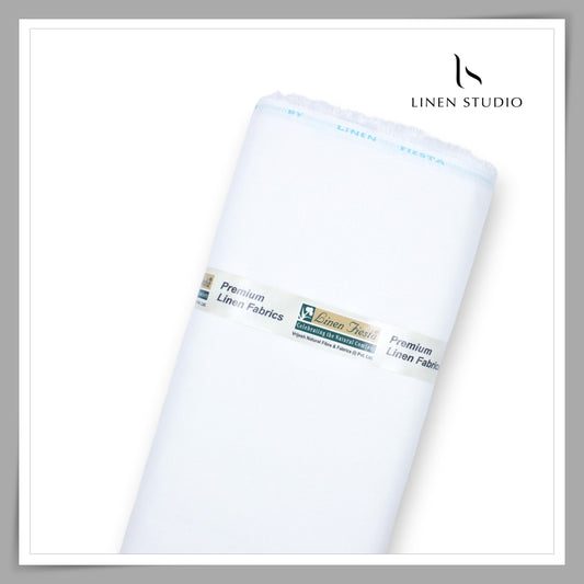 40 Lea x 40 Lea Pure Linen Plain Shirting by Linen Fiesta - Bright White (NEW) (Limited Stock)