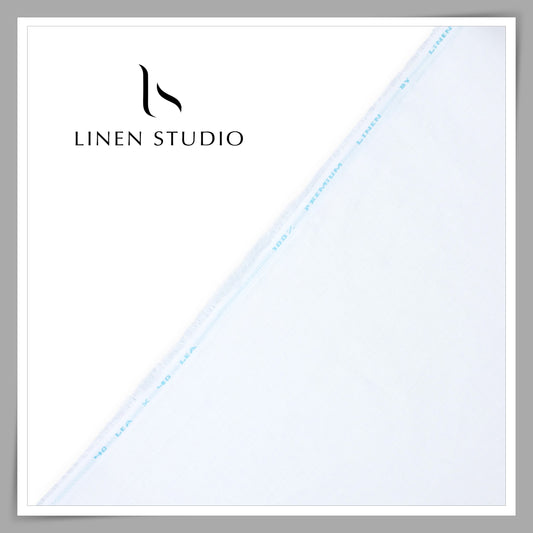40 Lea x 40 Lea Pure Linen Plain Shirting by Linen Fiesta - Bright White (NEW) (Limited Stock)