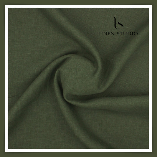 Linen Fiesta 40 Lea Plain Shirting - Olive Green (Fastest Selling)
