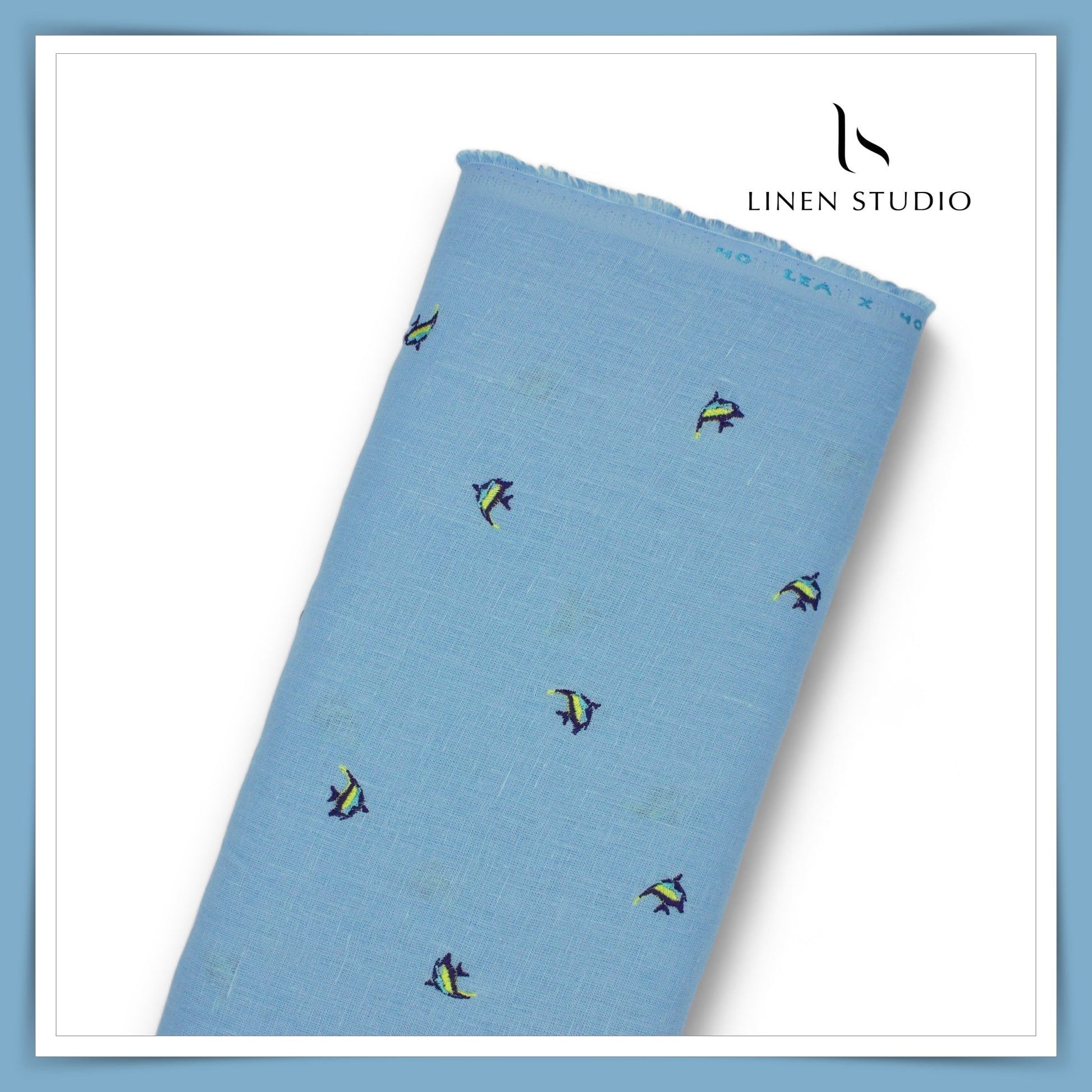 Premium Linen Embroidery - Machli - Linen Studio