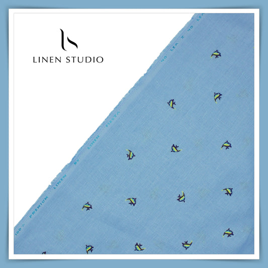 Premium Linen Embroidery - Machli - Linen Studio