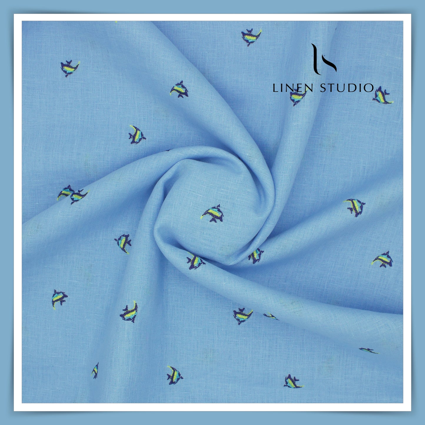 Premium Linen Embroidery - Machli - Linen Studio