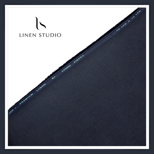 Linen Fiesta 40 Lea Plain Shirting - Navy Blue (Fastest Selling)