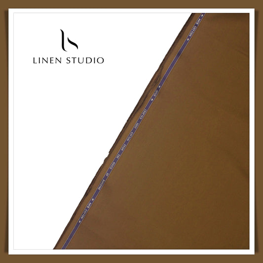 2 Ply 100% Cotton Suiting by Burgoyne Ireland - Copper Brown (Satin Finish)