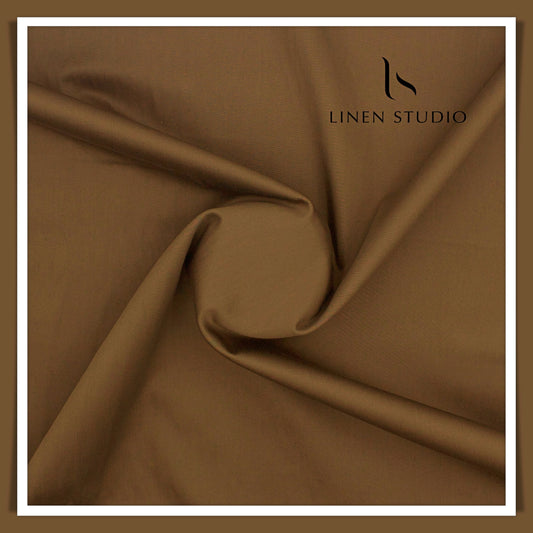 2 Ply 100% Cotton Suiting by Burgoyne Ireland - Copper Brown (Satin Finish)