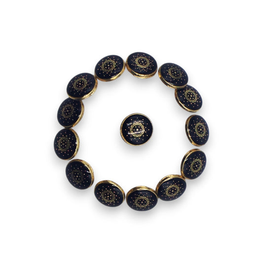 Textured Dark Blue Enamel Designer Metal Buttons - 5