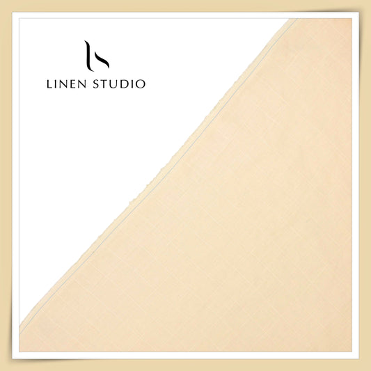 Linen Club 50 Lea Pure Linen Self Checks Shirting W/O SEL - Butter Yellow (50% SALE) (NEW) (Zoom In)