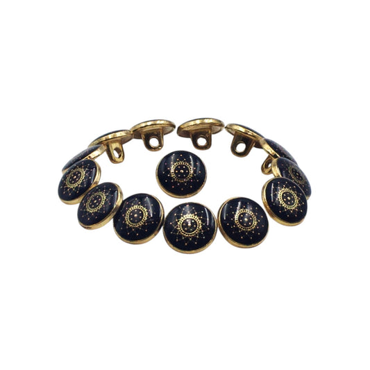 Textured Dark Blue Enamel Designer Metal Buttons - 5