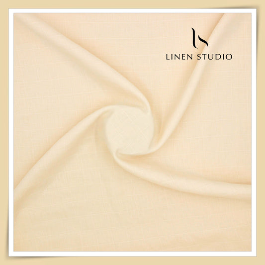 Linen Club 50 Lea Pure Linen Self Checks Shirting W/O SEL - Butter Yellow (50% SALE) (NEW) (Zoom In)