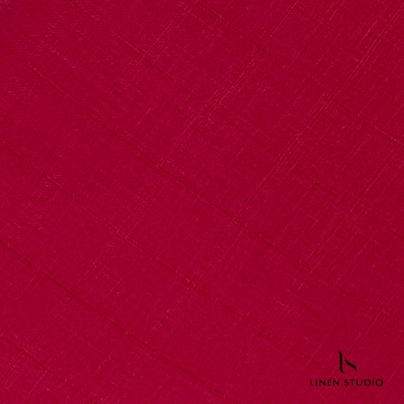 Cherry Red Self Checks - Pure Linen 70 Lea - Linen Studio